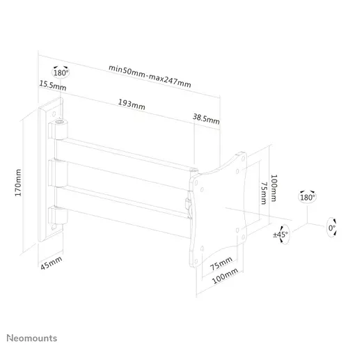 FPMA-W820BLACK Soporte de pared para monitor/TV 10-27" - movimiento completo - Imagen 3