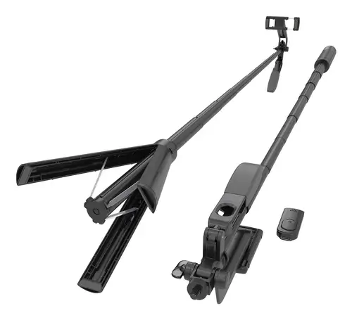 Palo Tripode Para Selfie Con Mando A Distancia Bluetooth 3 En 1, Negro - Imagen 4