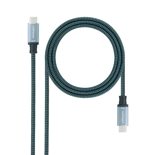 Cable USB 3.1 Gen2 10Gbps 5A, 4K/60Hz, USB-C/M-USB-C/M, Gris/Negro, 0.5 m - Imagen 1