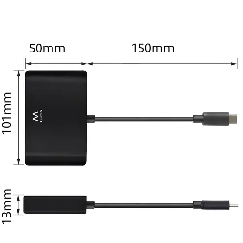 EW9827 base para portátil y replicador de puertos USB 3.2 Gen 1 (3.1 Gen 1) Type-C Negro - Imagen 3