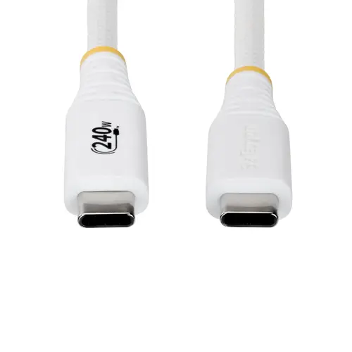 Cable de Carga USB-C Reforzado 2m - Cable Tipo C - PD 240W EPR 5A - USB 2.0 para Portátil - Duradero y Ultraflexible - Blanco - Certificado USB-IF - Imagen 4