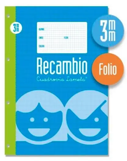 LAMELA RECAMBIO HOJAS MICROPERFORADAS FOLIO CUADRÍCULA 3MM C/ MARGEN  PACK -5U-
