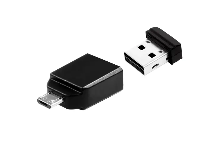 Nano - Unidad USB de 16 GB con adaptador Micro USB - Negro