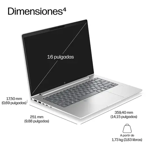 DU1C5AT ordenador portatil AMD Ryzen 5 220 Portátil 40,6 cm (16") WUXGA 16 GB LPDDR5x-SDRAM 512 GB SSD Wi-Fi 7 (802.11be) Windows 11 Pro Plata - Imagen 3