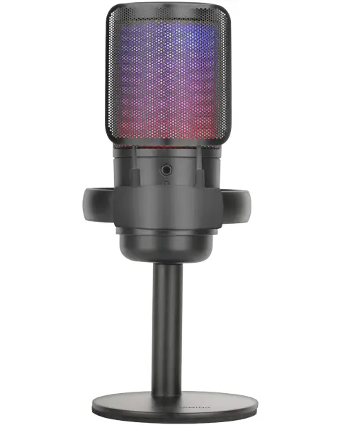 MMIC-SE, Micrófono de Estudio Profesional ARGB, Ultra Alta Definición ADC 196kHz 24-bit, Soporte Antivibración + Filtro Pop de Malla Metálica, Control de Volumen y Mute, Negro