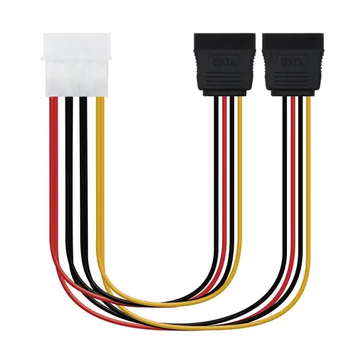 CABLE SATA ALIMENTACION 5.25"(MOLEX 4PIN)/M-2xSATA/H 20 CM - Imagen 1