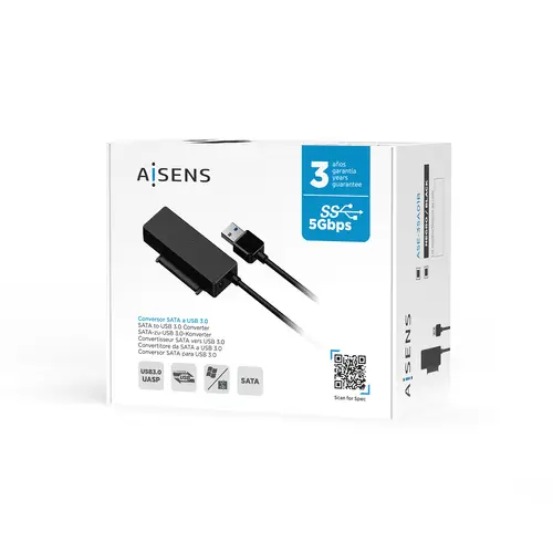 Adaptador ASE-35A01B SATA a USB-A USB 3.0/USB3.1 GEN1 para Discos Duros 2.5? y 3.5? con Alimentador, Negro - Imagen 6