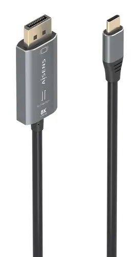 Cable Conversor Aluminio Bidireccional USB-C A DisplayPort 8K@60Hz, USB-C/M-DP/M, Negro, 1.8m - Imagen 1