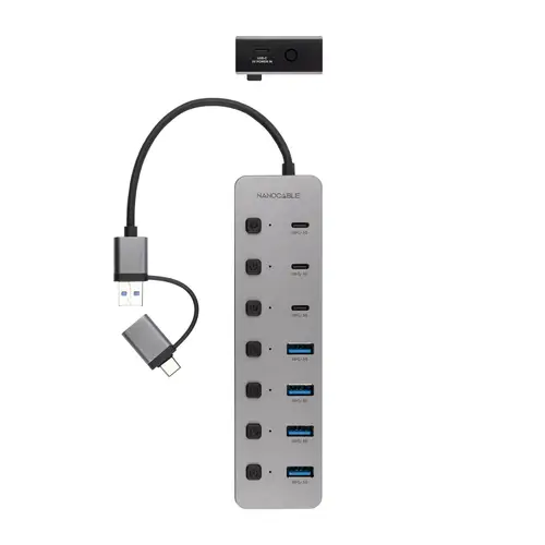 HUB USB-C+USB-A/M a 4xUSB-A + 3xUSB-C 3.0 + USB-C 5V - Imagen 2