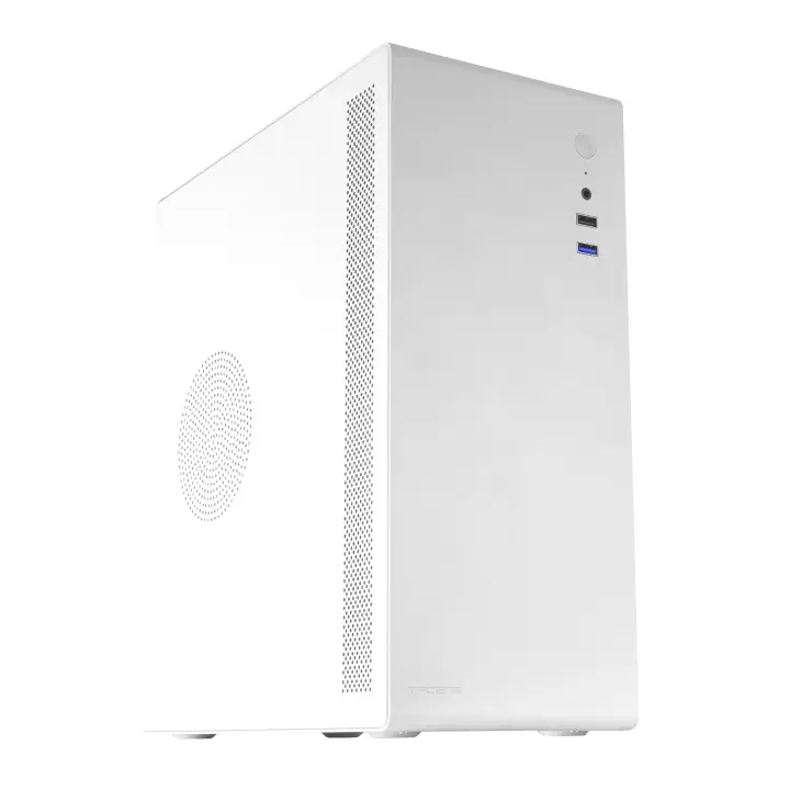 NOVAX, Caja PC Ultracompacta Micro-ATX, Diseño Totalmente Metálico Ultrarresistente, 1x Ventilador Trasero 80mm, Caja Minitorre con Amplia Capacidad Interna, Blanco