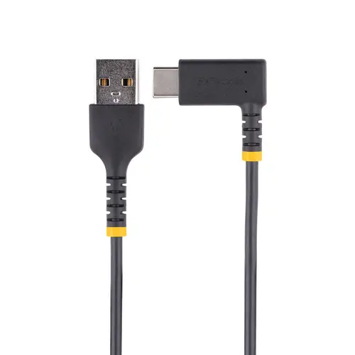 Cable de Carga USB-A a USB-C de 15cm - Cable de Carga Rápida de Servicio Pesado USB Tipo C - Cable USB 2.0 - Cable USB Tipo C Acodado - Resistente con Fibra de Aramida - 3A - Negro - Imagen 3