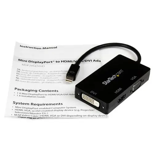 Adaptador Conversor de Mini DisplayPort a VGA DVI o HDMI - Convertidor A/V 3 en 1 para viajes - Imagen 7