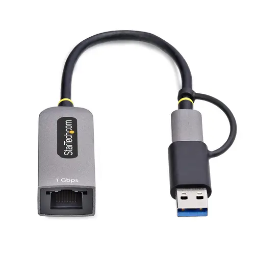 Adaptador USB-C a Ethernet con Dongle USB-A - Adaptador de Red USB Tipo C - Adaptador Ethernet - 10/100/1000Mbps - Adaptador de Red USB 3.0 - con Adaptador USB-A - Cable Integrado de 15cm - Imagen 4
