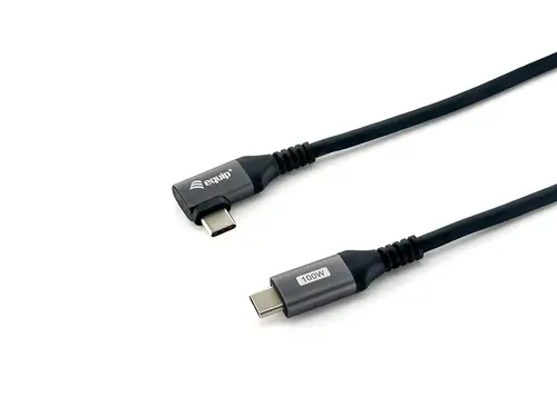 Cable USB 2.0 C a C en ángulo de 90°, M/M, 2,0 m, PD 100 W, negro - Imagen 2