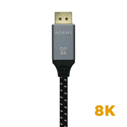 Cable Displayport V1.4 8k@60hz, DP/M-DP/M, Gris/Negro, 0.5m - Imagen 4