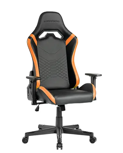 MGC-PRO, Silla Gaming Profesional, Acabado Cuero PU, Reposabrazos 2D y Respaldo Reclinable 135°, Cojines Lumbar y Cervical Soft-Touch, Ruedas XL y Pistón Gas Clase 4, Naranja - Imagen 2