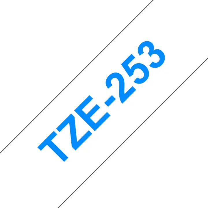 TZE-253 cinta para impresora de etiquetas Azul sobre blanco