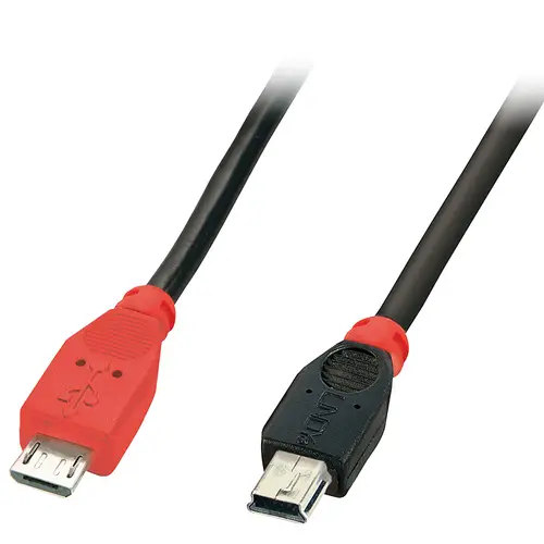 31717 cable USB USB 2.0 0,5 m Mini-USB B Micro-USB B Negro, Rojo - Imagen 3