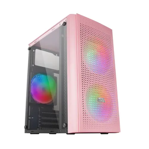 MC300P Rosa, Caja PC Micro ATX, Cristal Templado, Frontal MESH, 3xVentilador FRGB - Imagen 2