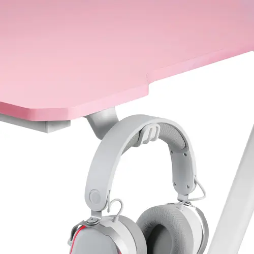 MGD100RGB, Mesa Gaming Ergonómica RGB, Alfombrilla XXL, Soporte Auriculares y Bebida, Escritorio PC, 100x60cm, Rosa - Imagen 5