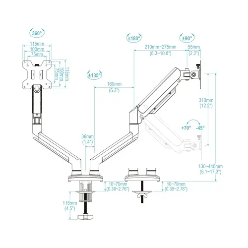 DB1434TNR-B soporte para monitor 86,4 cm (34") Escritorio Negro - Imagen 7
