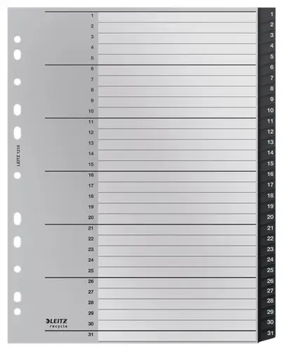 12180000 lengüeta de índice Separador numérico con pestaña Polipropileno (PP) Negro, Blanco - Imagen 1