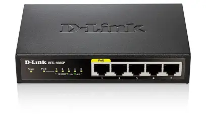 DES-1005P No administrado Fast Ethernet (10/100) Energía sobre Ethernet (PoE) Negro