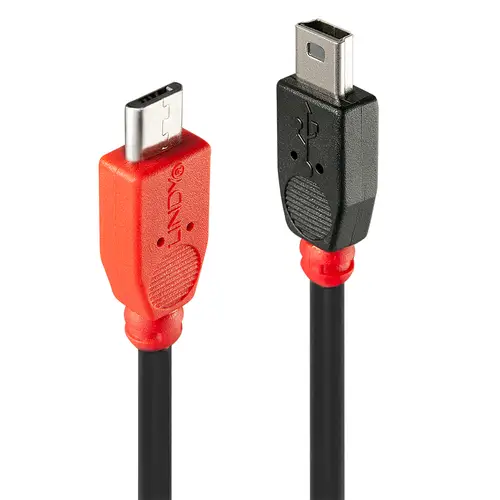31717 cable USB USB 2.0 0,5 m Mini-USB B Micro-USB B Negro, Rojo - Imagen 1