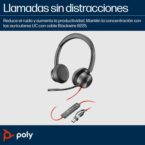 Auriculares estéreo Blackwire 8225 USB-C + Adaptador USB-C/A - Imagen 2