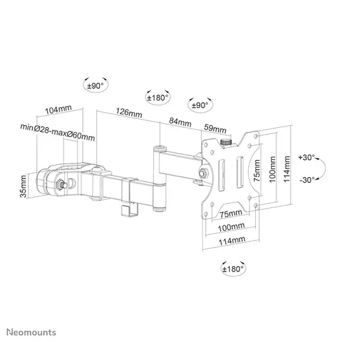 FL40-450BL11 Soporte de tubo para TV 17-32" - diá. 28-60 mm - movimiento completo - Imagen 19