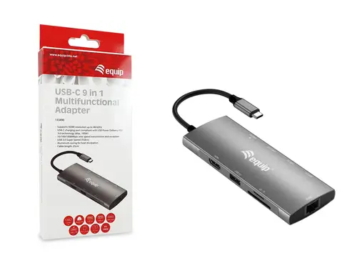 Adaptador multifunción USB-C 9 en 1, HDMI 4K/60Hz, Gigabit LAN, USB 3.2 GEN1, SD/TF, 100W USB PD - Imagen 5