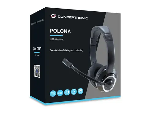 POLONA Auriculares Alámbrico Diadema Llamadas/Música USB tipo A Negro - Imagen 4