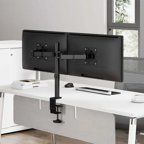 Soporte de mesa eco giratorio e inclinable para monitor/TV 10kg (3 Pivotes, 2 Brazos) de 17-32, Negro - Imagen 4
