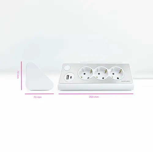 Regleta de Sobremesa con 3 Tomas de Tierra y 2 USB´s con Luz, Blanco - Imagen 2