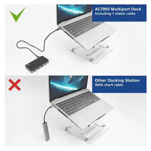 AC7093 base para portátil y replicador de puertos Alámbrico USB 3.2 Gen 1 (3.1 Gen 1) Type-C Negro, Gris - Imagen 6
