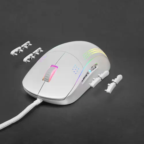 MMPROW, Ratón Ambidiestro Ultra-Ligero, RGB Chroma, Óptico 32000 DPI, Blanco - Imagen 4