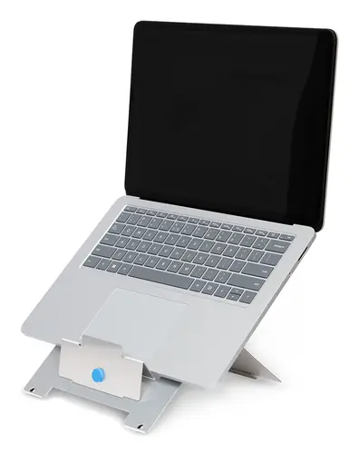 Soporte para portátil R-Go Riser Flexible, elevador plegable ajustable para portátil, ergonómico, aluminio Hylite, plata - Imagen 2