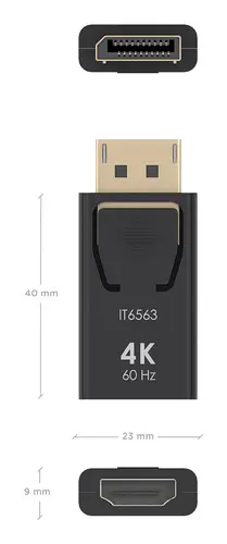 Conversor DisplayPort a HDMI 4K@60HZ, DP/M-HDMI/H, Negro - Imagen 3