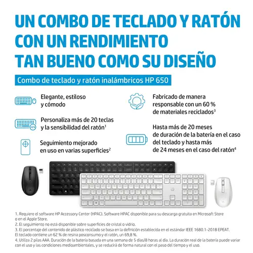 Combo de teclado y ratón inalámbricos 650, negro - Imagen 5