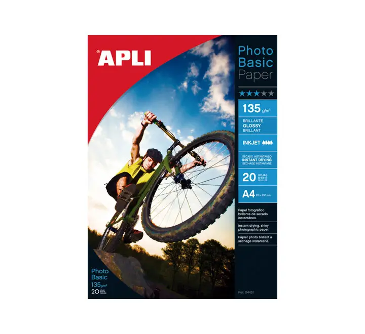 C. 20H PAPEL FOTO APLI GLOSSY PHOTOBASIC 135G A4