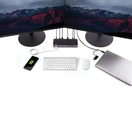 Docking Station Universal para Portátil - Replicador de Puertos Híbrido USB-C/-A - 2x HDMI y DP 4K - PD 60W - Mac / Windows / Chrome OS - Hub de 4 Puertos USB 5Gbps - Ethernet - Imagen 9