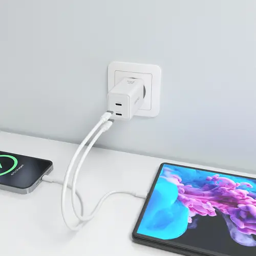 Cargador GaN 65W, 2xUSB-C PD3.0 QC4.0, Blanco - Imagen 6