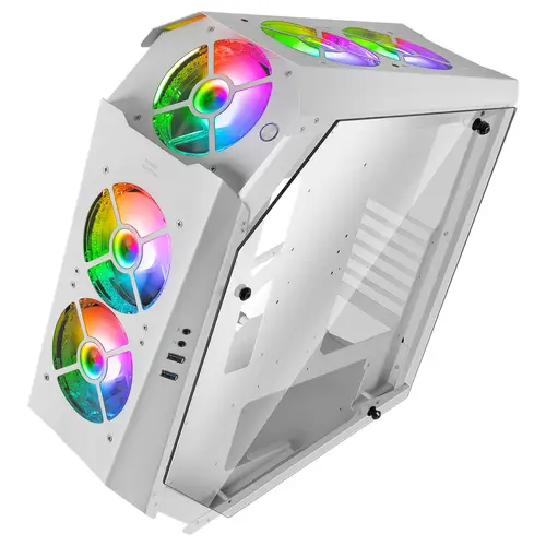 MC51W, Caja PC Gaming ATX, Doble Cristal Templado, 5x Ventilador RGB 12cm, Blanco - Imagen 3