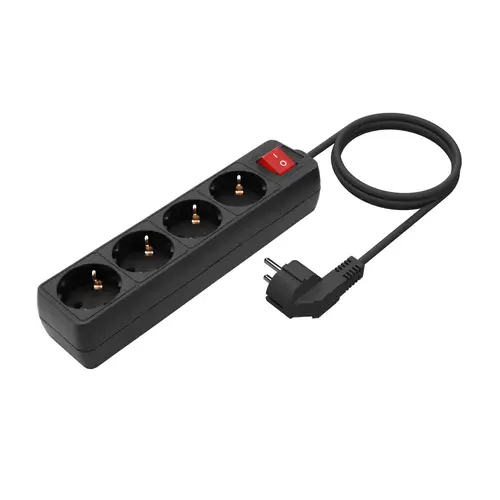 Base Multiple 4 Tomas con Interruptor con Cable 3×1.5mm2, Negro, 1.4 m - Imagen 2