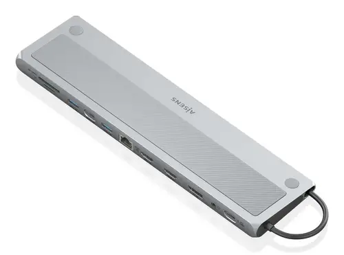 USB-C Dock 12 en 1, USB-C a 2xHDMI, 1xDisplayPort, 1xRJ45, 3xUSB-A, 1xUSB-C, 1xUSB-C PD, 1xSD, 1xMicro SD, 1xAudio, Gris, 30cm - Imagen 1