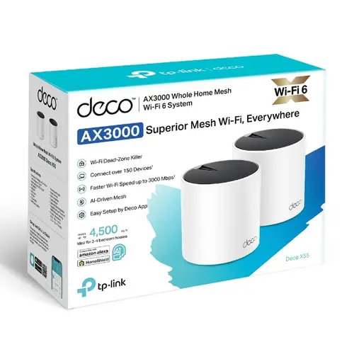 DECO X55 (2-Pack) Doble banda (2,4 GHz / 5 GHz) Wi-Fi 6 (802.11ax) Blanco 3 Interno - Imagen 3