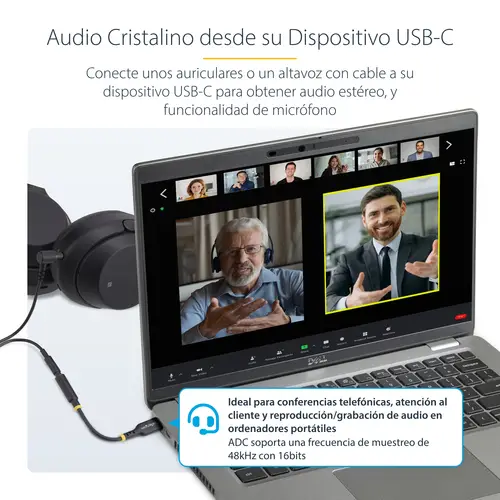 Adaptador de Audio USB-C a 3,5mm TRRS Minijack - Adaptador de Audio USB Tipo C para Auriculares con Micrófono - DAC de 32bits - de Portátil/Móvil/Tablet - Compatible con USB-C/Thunderbolt - Imagen 14