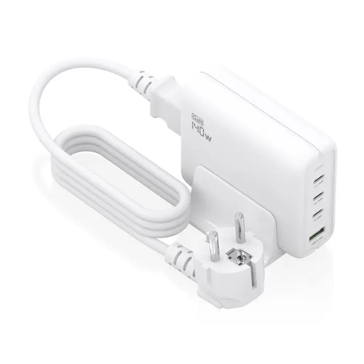 Cargador Sobremesa GaN 140W, 3x USB-C PD3.1 QC4.0 QC5.0, 1x USB-A QC3.0, Blanco