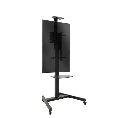 COMETA Soporte de Suelo con Ruedas con Regulación de Altura para Pantallas 37"- 70", Rotación 90°, Negro - Imagen 3