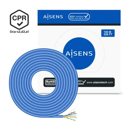 Cable de Red RJ45 LSZH CPR Dca CAT.6 UTP AWG24, Azul, 100 m - Imagen 3